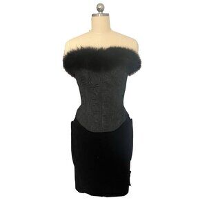 Cadolle Black Corset Fox Fur Top